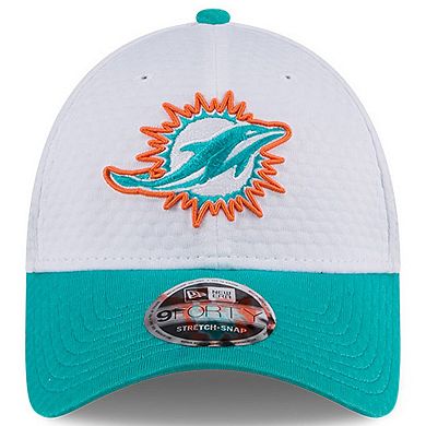 Men's New Era White/Aqua Miami Dolphins 2024 NFL Training Camp 9FORTY Adjustable Hat