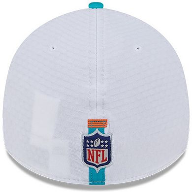 Men's New Era White/Aqua Miami Dolphins 2024 NFL Training Camp 39THIRTY Flex Hat