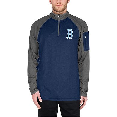 Men's New Era Navy Boston Red Sox Father's Day Raglan Quarter-Zip Top