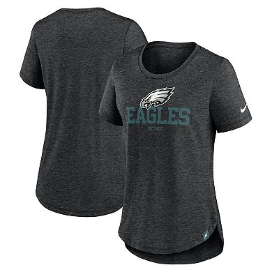 Women's Nike Heather Black Philadelphia Eagles Fashion Tri-Blend T-Shirt