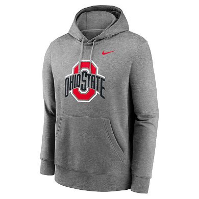 Men's Nike Heather Gray Ohio State Buckeyes Primetime Evergreen Club Fleece Pullover Hoodie