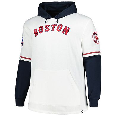 Men's '47 White/Navy Boston Red Sox Big & Tall Trifecta Shortstop Pullover Hoodie