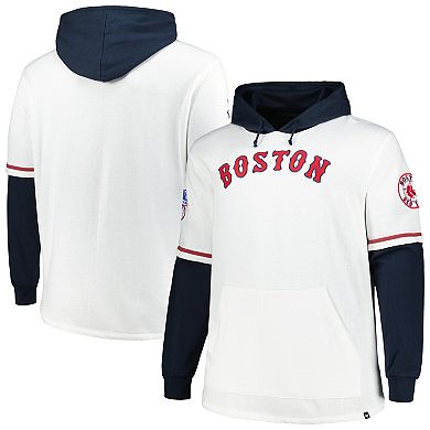 Men's '47 White/Navy Boston Red Sox Big & Tall Trifecta Shortstop Pullover Hoodie