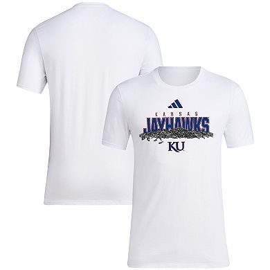 Men's adidas White Kansas Jayhawks Baseball Sunflower Seeds T-Shirt