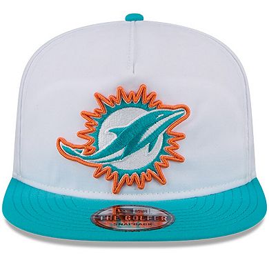 Men's New Era White/Aqua Miami Dolphins 2024 NFL Training Camp Golfer Snapback Hat