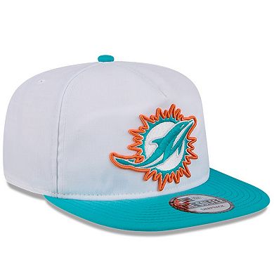 Men's New Era White/Aqua Miami Dolphins 2024 NFL Training Camp Golfer Snapback Hat