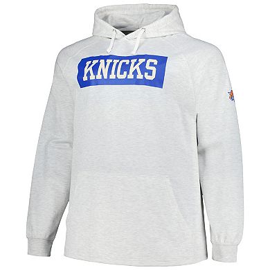 Men's Fanatics Ash New York Knicks Big & Tall Raglan Tri-Blend Pullover Hoodie