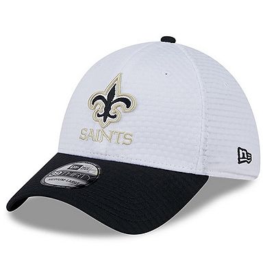 Men's New Era White/Black New Orleans Saints 2024 NFL Training Camp 39THIRTY Flex Hat