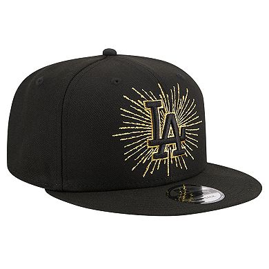 Men's New Era Black Los Angeles Dodgers Metallic Logo 9FIFTY Snapback Hat