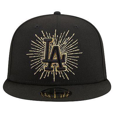 Men's New Era Black Los Angeles Dodgers Metallic Logo 9FIFTY Snapback Hat