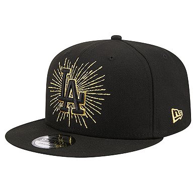 Men's New Era Black Los Angeles Dodgers Metallic Logo 9FIFTY Snapback Hat