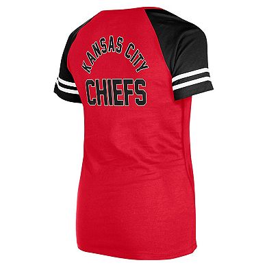 Women's New Era Red Kansas City Chiefs  Lace-Up Raglan T-Shirt