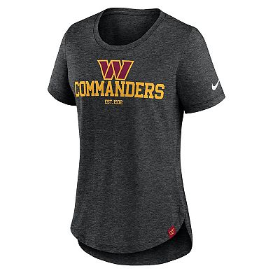 Women's Nike Heather Black Washington Commanders Fashion Tri-Blend T-Shirt