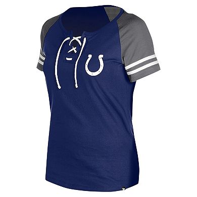 Women's New Era Royal Indianapolis Colts  Lace-Up Raglan T-Shirt