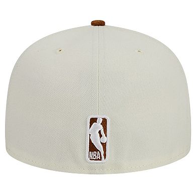 Men's New Era Cream/Brown Golden State Warriors 2-Tone Corduroy Visor 59FIFTY Fitted Hat