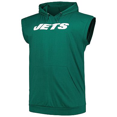 Men's Fanatics Green New York Jets Big & Tall Muscle Hoodie Sleeveless T-Shirt