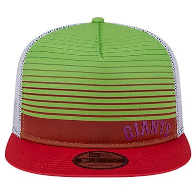 Men's New Era Red San Francisco Giants Neon Horizon A-Frame Trucker 9FIFTY Snapback Hat