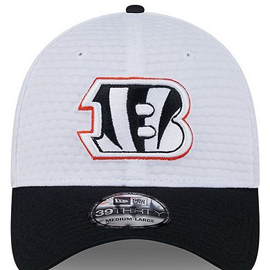 Men's New Era White/Black Cincinnati Bengals 2024 NFL Training Camp 39THIRTY Flex Hat