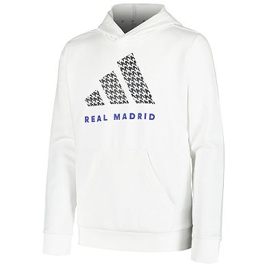 Youth adidas White Real Madrid DNA Pullover Hoodie