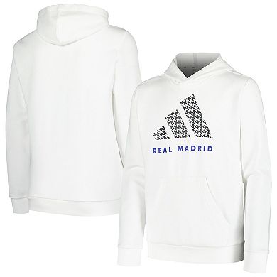 Youth adidas White Real Madrid DNA Pullover Hoodie