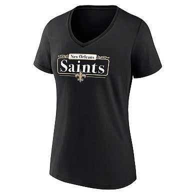 Women's Fanatics Black New Orleans Saints Hometown Defensive Stand V-Neck T-Shirt