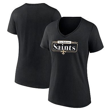 Women's Fanatics Black New Orleans Saints Hometown Defensive Stand V-Neck T-Shirt