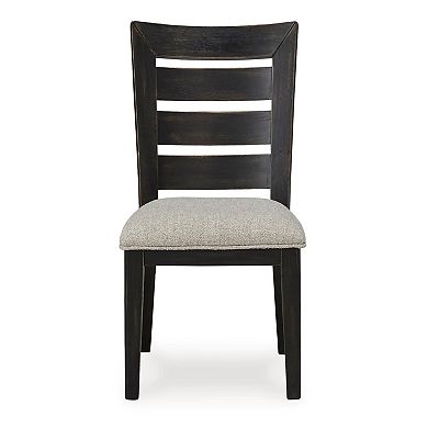 Sili 24 Inch Dining Chair Set Of 2, Cushioned, Ladder Back, Black, Gray