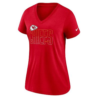 Women's Nike Heathered Red Kansas City Chiefs Lock Up Tri-Blend V-Neck T-Shirt
