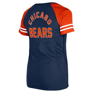 Women's New Era Navy Chicago Bears  Lace-Up Raglan T-Shirt