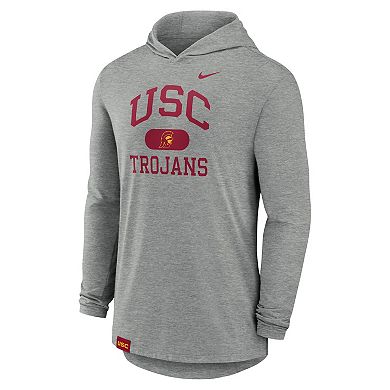 Men's Nike Heather Gray USC Trojans Blitz Hoodie Long Sleeve T-Shirt