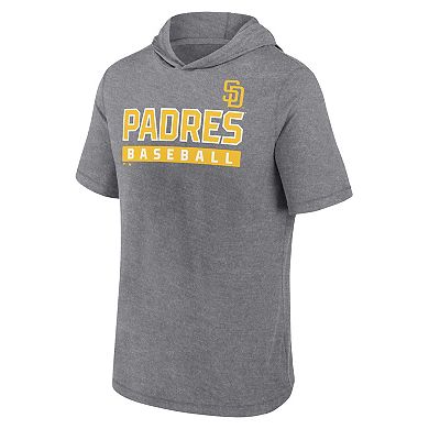 Men's Fanatics Heather Gray San Diego Padres Push Short Sleeve Pullover Hoodie