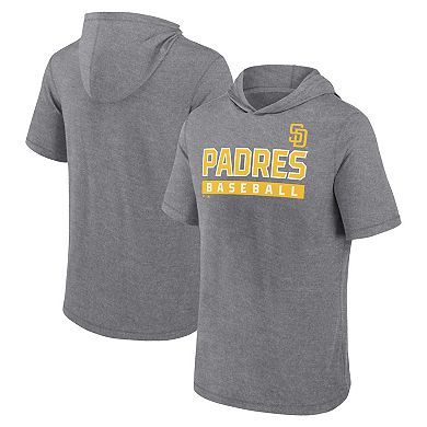 Men's Fanatics Heather Gray San Diego Padres Push Short Sleeve Pullover Hoodie