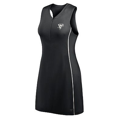 Women's Fanatics Black Pittsburgh Penguins Studio Boost Athletic Half-Zip Dress