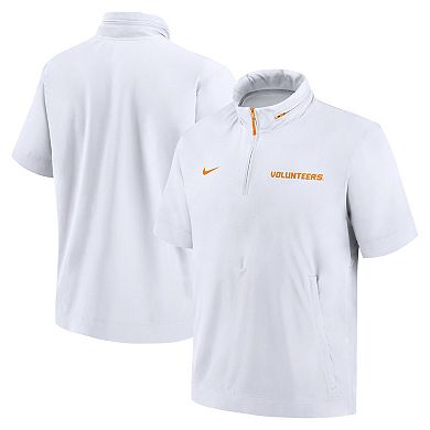 Men's Nike White Tennessee Volunteers 2024 Sideline Coach Short Sleeve Half-Zip Hoodie Jacket