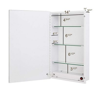 Wall Mounted Rectangular Medicine Cabinet With Mirror And Shelves For Bathroom