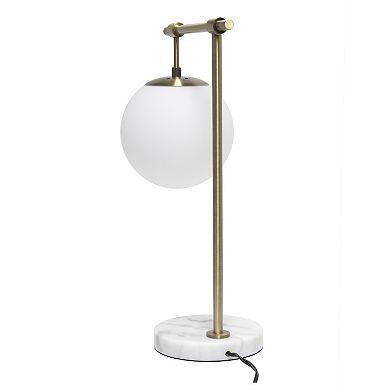 Lalia Home Studio Loft 21" White Globe Shade Table Lamp With Marble Base