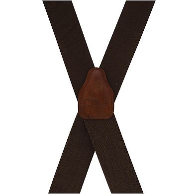 Men's Big & Tall Coated Leather Wide Width Suspenders With Metal Swivel Hook Ends