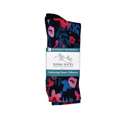 Sierra Socks Flower Patch Pattern Coolmax Socks, Nature Collection For Men & Women Crew Socks