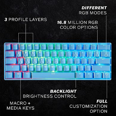 Gk61 Mechanical Gaming Keyboard 61 Rgb Rainbow Led Backlit