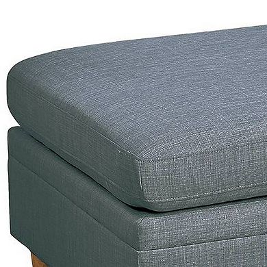 37 Inch Ottoman, Padded Square Seat, Smooth Steel Gray Dorris Fabric