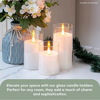 Trio Of Glass Candle Holders In Different Sizes