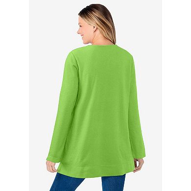 Woman Within Women's Plus Size Sherpa Sweatshirt