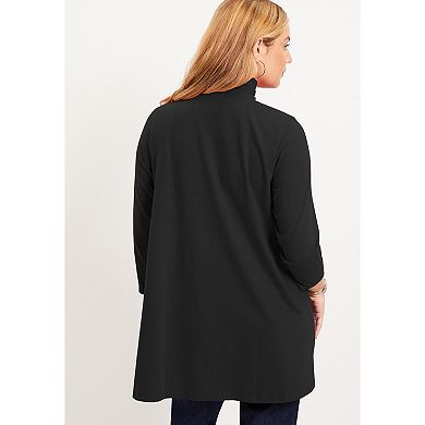 June + Vie Women's Plus Size One+only Mock-neck Tunic