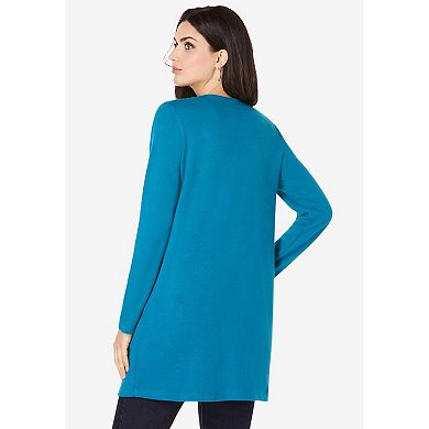 Roaman's Women's Plus Size Long-sleeve Two-pocket Soft Knit Tunic