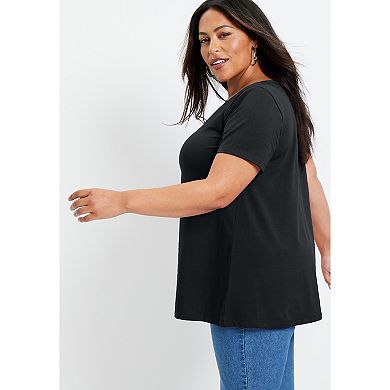 June + Vie Women's Plus Size Short-sleeve Swing One + Only Tee