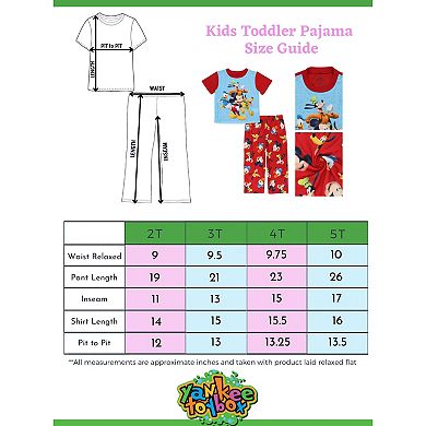 Disney Mickey Mouse Toddler Kids 2 Piece Short Sleeve Pants Pajamas Set
