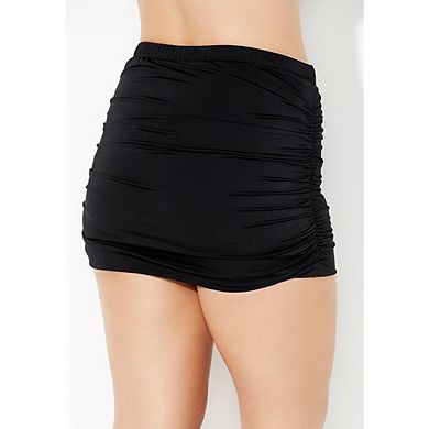 Swimsuits For All Women's Plus Size Shirred High Waist Swim Skirt