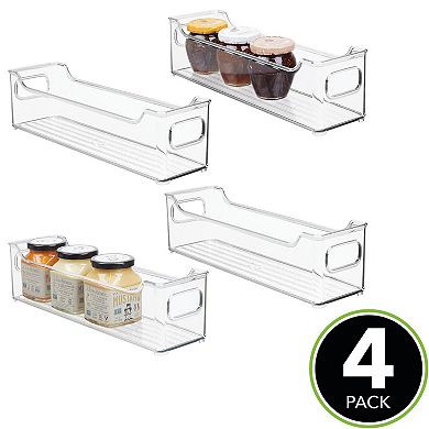 mDesign 14.5" x 4" x 4" Slim Stackable Plastic Storage Organizer Bin for Home and Kitchen, 4 Pack