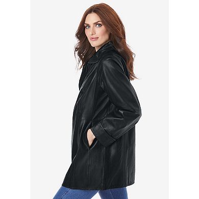 Roaman's Women's Plus Size A-line Leather Jacket