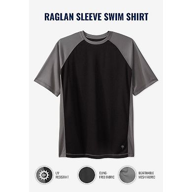 Kingsize Men's Big & Tall Raglan Sleeve Swim Shirt